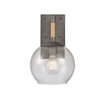 Atlas Lighting Orlando 13.5in 1-Light Outdoor Sconce | Transitional Iron and Clear Seeded Glass | Porch & Entryway | Model OL11198-BK