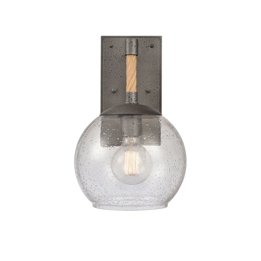 Atlas Lighting Orlando 13.5in 1-Light Outdoor Sconce | Transitional Iron and Clear Seeded Glass | Porch & Entryway | Model OL11198-BK