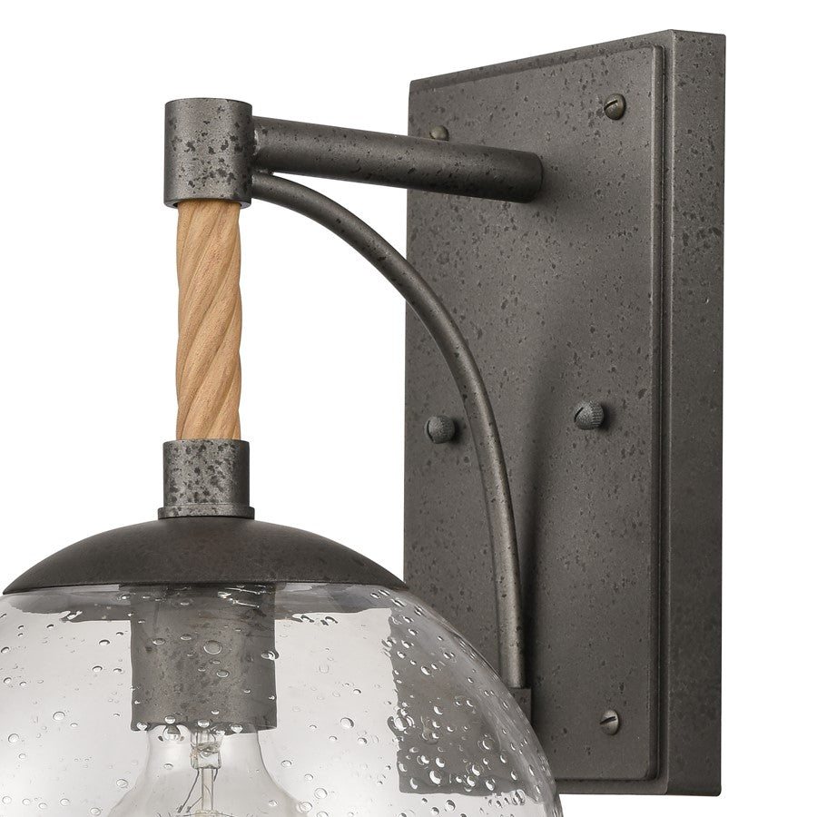 Atlas Lighting Orlando 13.5in 1-Light Outdoor Sconce | Transitional Iron and Clear Seeded Glass | Porch & Entryway | Model OL11198-BK