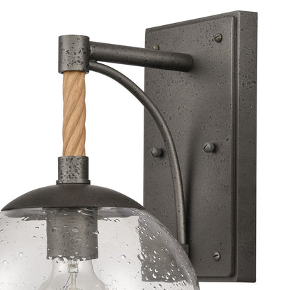 Atlas Lighting Orlando 13.5in 1-Light Outdoor Sconce | Transitional Iron and Clear Seeded Glass | Porch & Entryway | Model OL11198-BK