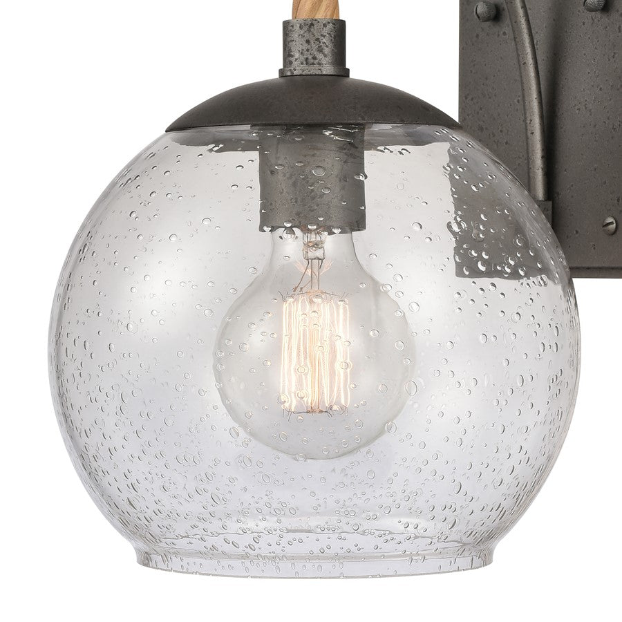 Atlas Lighting Orlando 13.5in 1-Light Outdoor Sconce | Transitional Iron and Clear Seeded Glass | Porch & Entryway | Model OL11198-BK