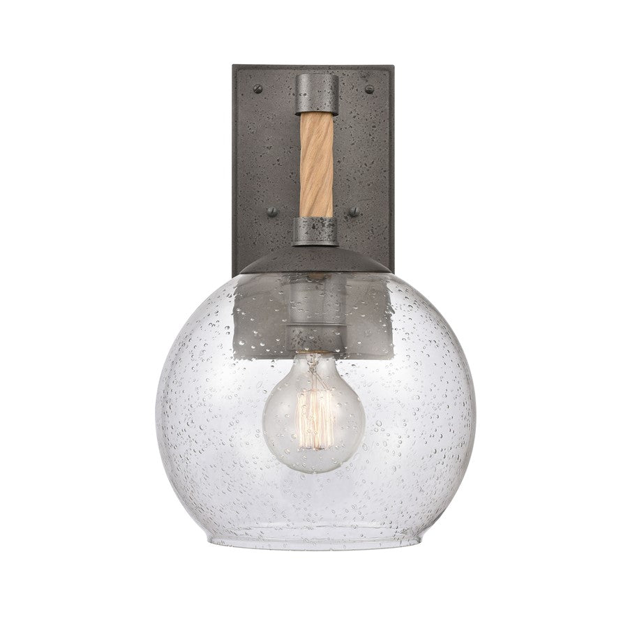 Atlas Lighting Orlando 15.5in 1-Light Outdoor Sconce | Transitional Iron and Clear Seeded Glass | Porch & Entryway | Model OL11199-BK