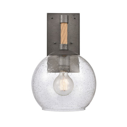 Atlas Lighting Orlando 15.5in 1-Light Outdoor Sconce | Transitional Iron and Clear Seeded Glass | Porch & Entryway | Model OL11199-BK