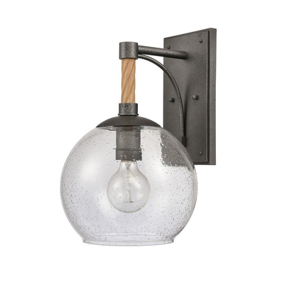 Atlas Lighting Orlando 15.5in 1-Light Outdoor Sconce | Transitional Iron and Clear Seeded Glass | Porch & Entryway | Model OL11199-BK