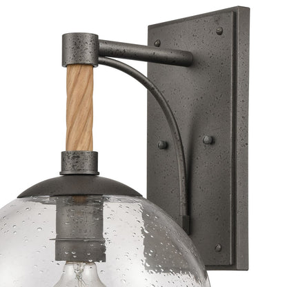 Atlas Lighting Orlando 15.5in 1-Light Outdoor Sconce | Transitional Iron and Clear Seeded Glass | Porch & Entryway | Model OL11199-BK