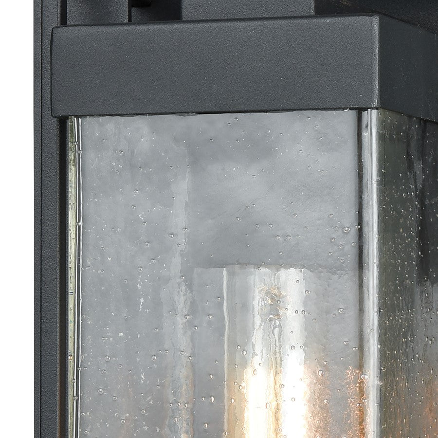 Atlas Lighting Overton 12in 1-Light Outdoor Sconce | Arts & Crafts Matte Black and Clear Seeded Glass | Porch & Entryway | Model OL11200-BK