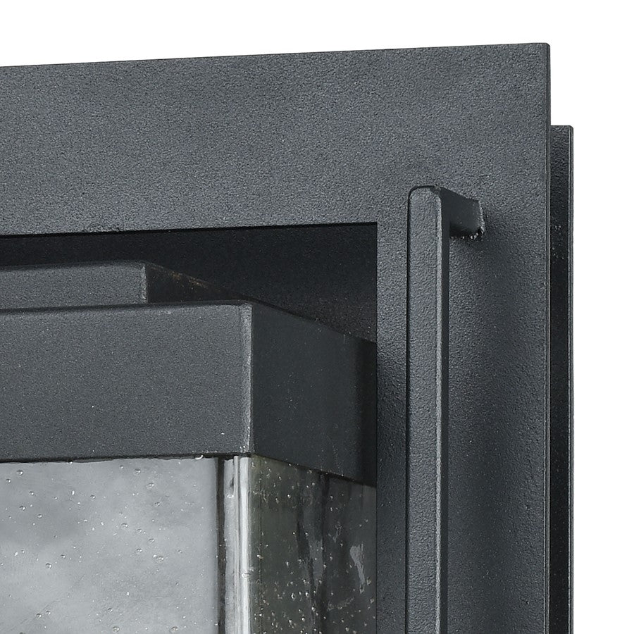 Atlas Lighting Overton 12in 1-Light Outdoor Sconce | Arts & Crafts Matte Black and Clear Seeded Glass | Porch & Entryway | Model OL11200-BK