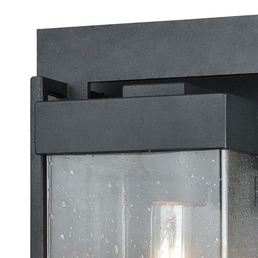 Atlas Lighting Overton 17in 1-Light Outdoor Sconce | Arts & Crafts Matte Black and Clear Seeded Glass | Porch & Entryway | Model OL11201-BK