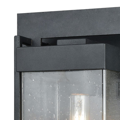 Atlas Lighting Overton 17in 1-Light Outdoor Sconce | Arts & Crafts Matte Black and Clear Seeded Glass | Porch & Entryway | Model OL11201-BK