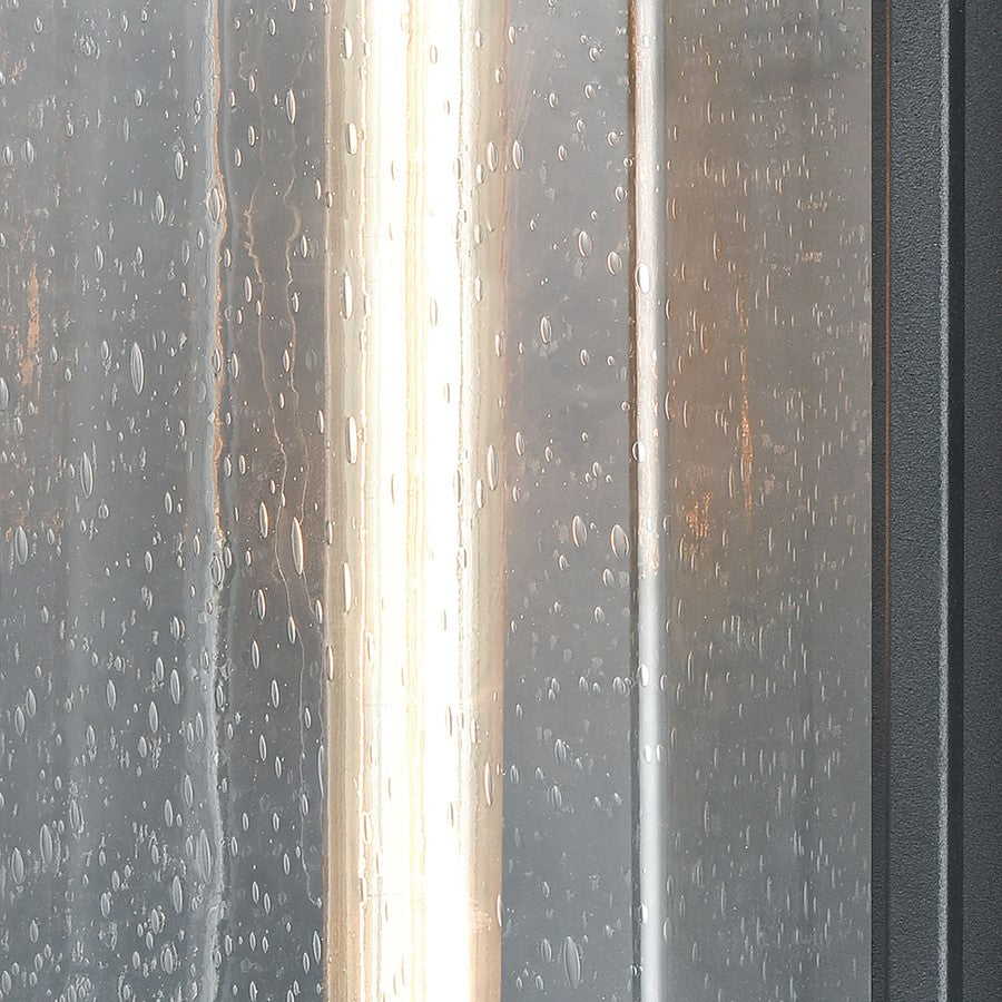 Atlas Lighting Overton 17in 1-Light Outdoor Sconce | Arts & Crafts Matte Black and Clear Seeded Glass | Porch & Entryway | Model OL11201-BK