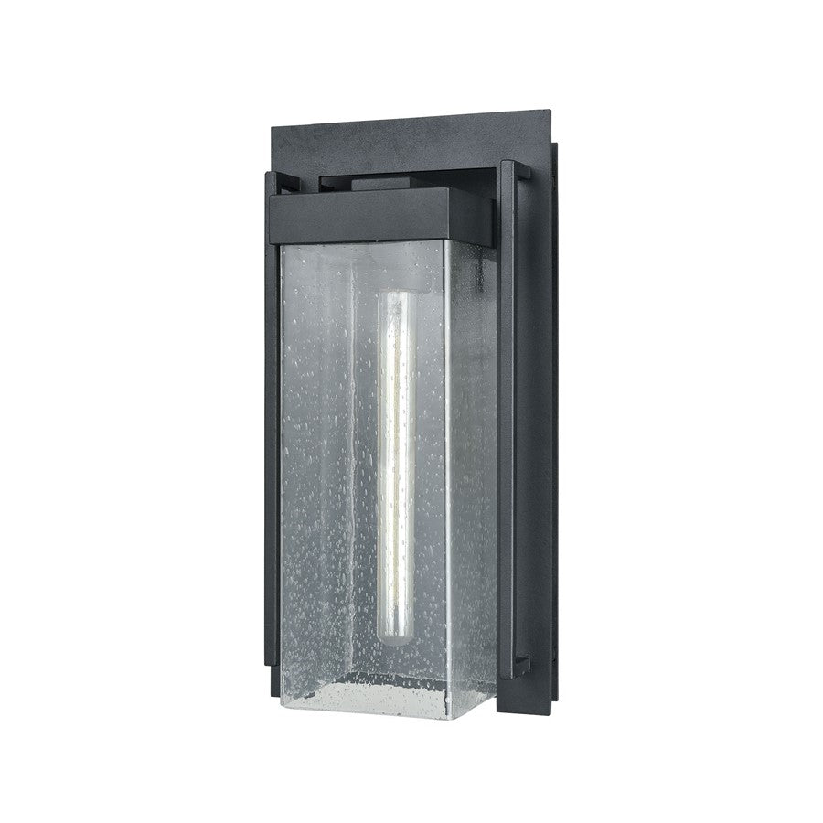 Atlas Lighting Overton 17in 1-Light Outdoor Sconce | Arts & Crafts Matte Black and Clear Seeded Glass | Porch & Entryway | Model OL11201-BK