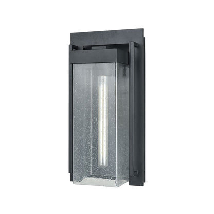 Atlas Lighting Overton 17in 1-Light Outdoor Sconce | Arts & Crafts Matte Black and Clear Seeded Glass | Porch & Entryway | Model OL11201-BK