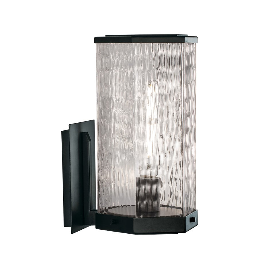 Atlas Lighting Polygon 12.75in 1-Light Outdoor Sconce | Transitional Matte Black Steel & Clear Glass | Entryway & Porch | Model OL11205-BK