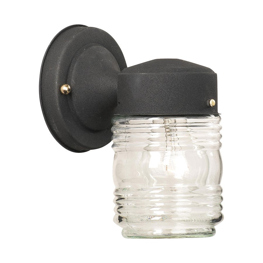 Atlas Lighting Puck 4.5in 1-Light Outdoor Sconce | Modern Black and Clear Glass | Entryway & Patio | 4.5 x 5.75 x 7.75 in | Model OL11209-BK