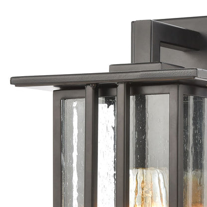 Atlas Lighting Radnor 10in 1-Light Outdoor Sconce | Transitional Matte Black and Clear Seeded Glass | Entryway & Covered Patio | Model OL11210-BK