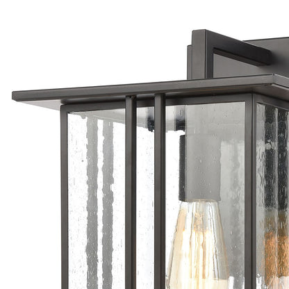 Atlas Lighting Radnor 16in 1-Light Outdoor Sconce | Transitional Matte Black and Clear Seeded Glass | Entryway & Covered Patio | Model OL11211-BK