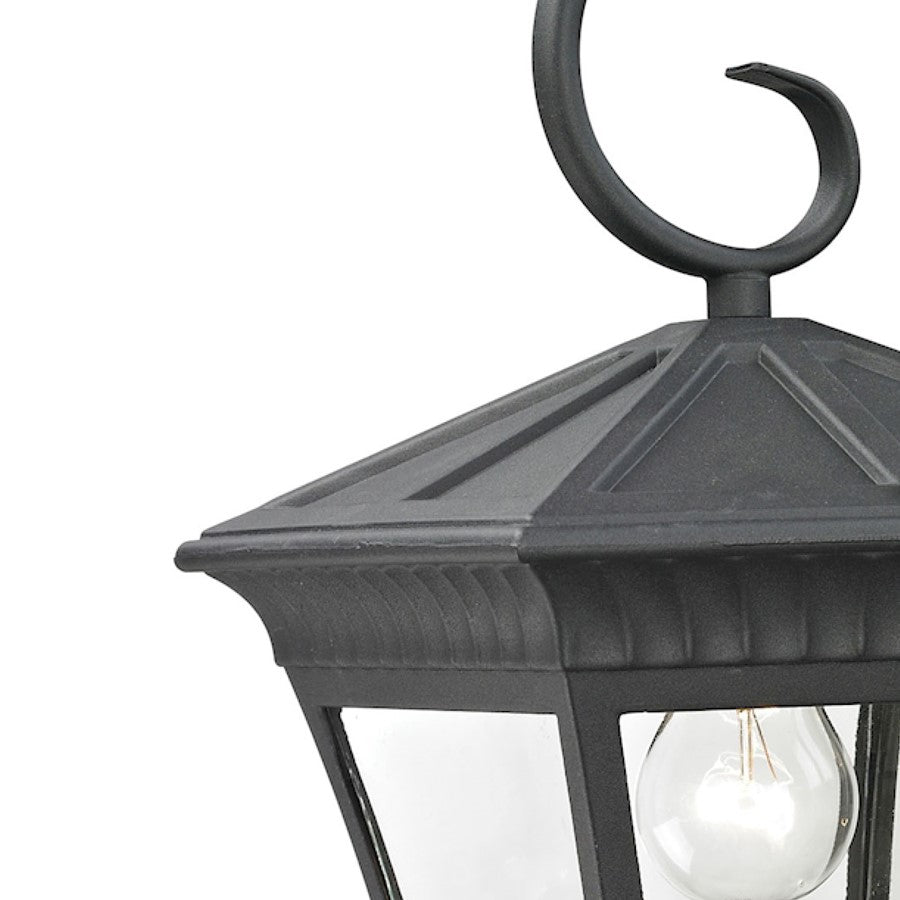 Atlas Lighting Ridgewood 15in 1-Light Outdoor Sconce | Traditional Matte Textured Black and Clear Glass | Entryway & Covered Patio | Model OL11214-BK
