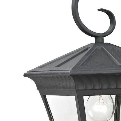 Atlas Lighting Ridgewood 15in 1-Light Outdoor Sconce | Traditional Matte Textured Black and Clear Glass | Entryway & Covered Patio | Model OL11214-BK
