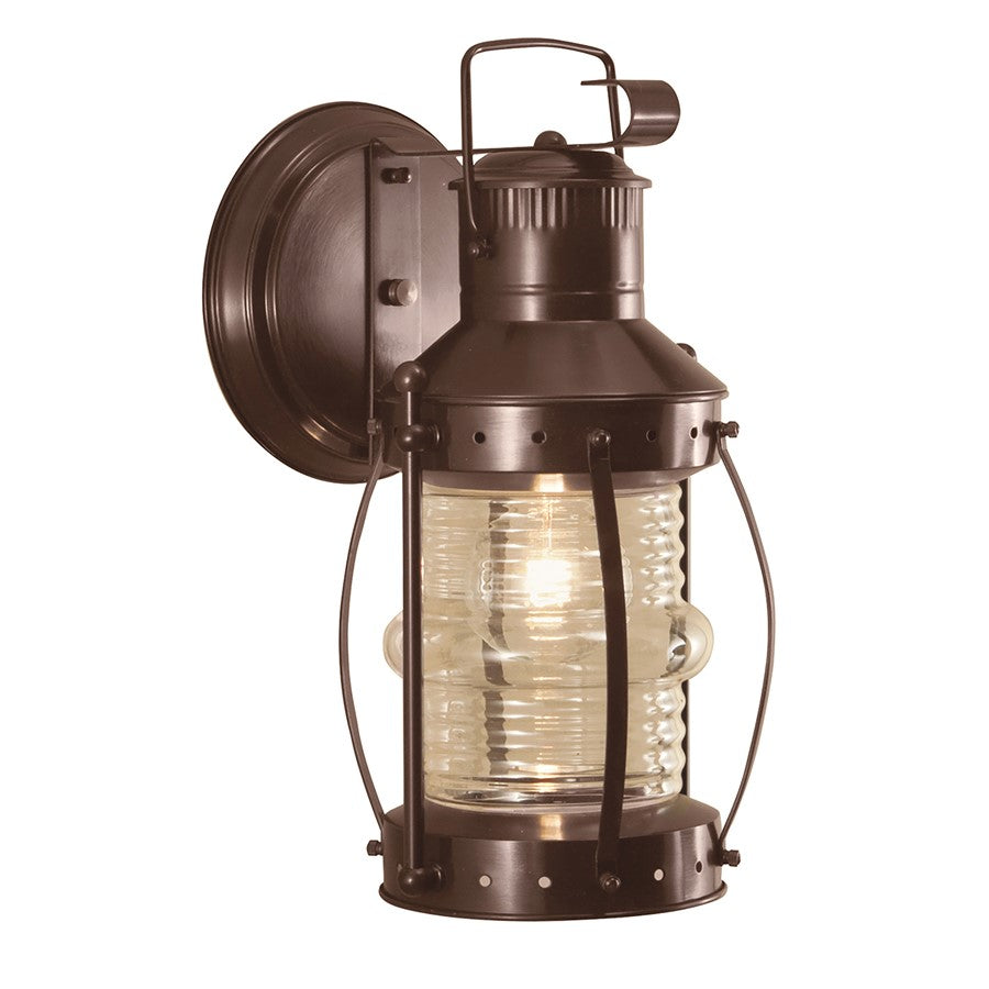 Atlas Lighting Seafarer 16in 1-Light Outdoor Sconce | Traditional Bronze and Amber Glass | Porch & Garage Entryway | 16 x 8 x 16 in | Model OL11217-BZ