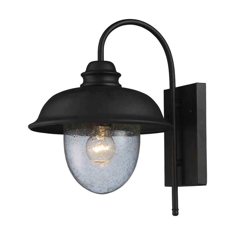 Atlas Lighting Streetside Cafe 15in 1-Light Outdoor Sconce | Traditional Matte Black and Clear Glass | Entryway & Covered Patio | Model OL11221-BK