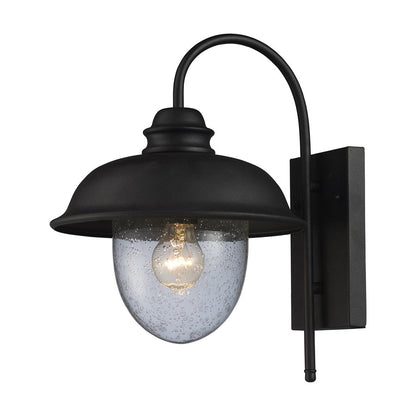 Atlas Lighting Streetside Cafe 15in 1-Light Outdoor Sconce | Traditional Matte Black and Clear Glass | Entryway & Covered Patio | Model OL11221-BK