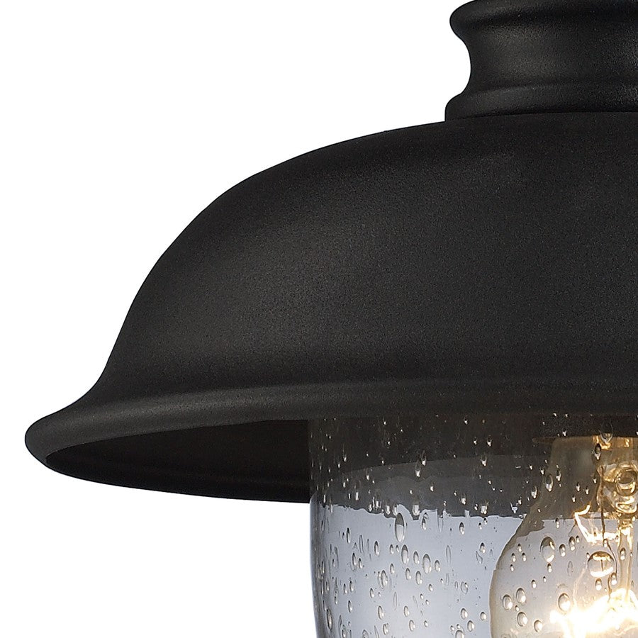 Atlas Lighting Streetside Cafe 15in 1-Light Outdoor Sconce | Traditional Matte Black and Clear Glass | Entryway & Covered Patio | Model OL11221-BK