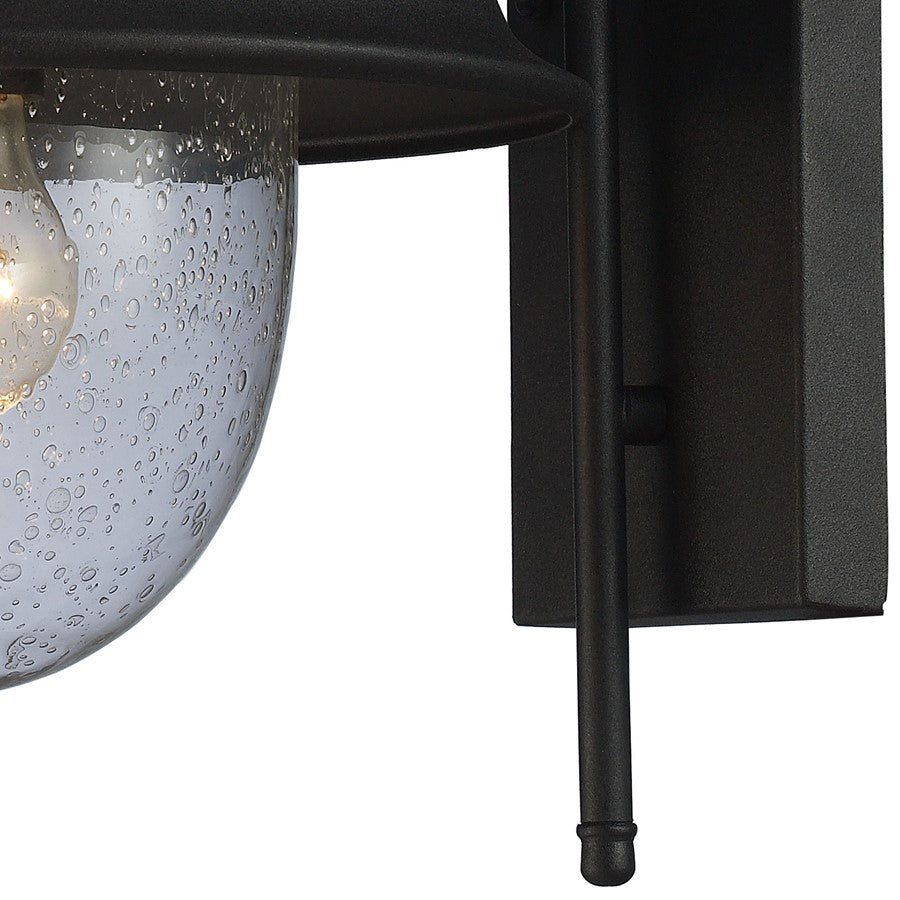 Atlas Lighting Streetside Cafe 15in 1-Light Outdoor Sconce | Traditional Matte Black and Clear Glass | Entryway & Covered Patio | Model OL11221-BK