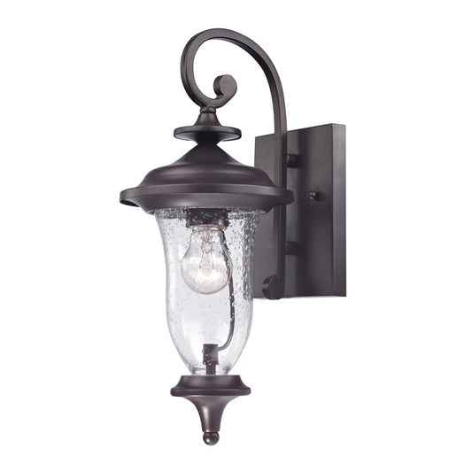 Atlas Lighting Trinity 16in 1-Light Outdoor Sconce | Traditional Oil Rubbed Bronze and Clear Seeded Glass | Entryway & Covered | Model OL11227-BZ
