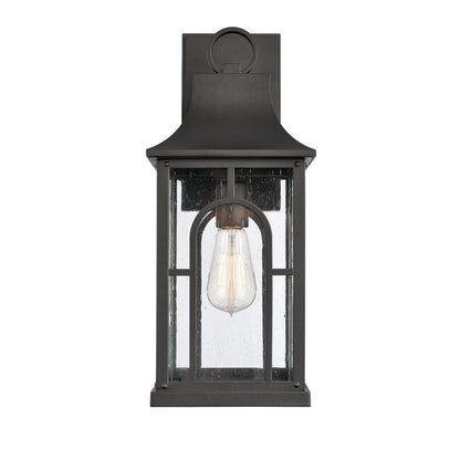 Atlas Lighting Triumph 18in 1-Light Outdoor Wall Sconce | Traditional Textured Black and Clear Seeded Glass | Porch & Entryway | Model OL11229-BK
