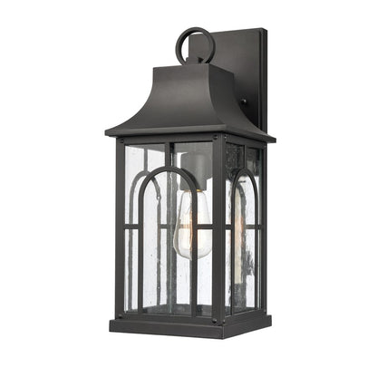 Atlas Lighting Triumph 18in 1-Light Outdoor Wall Sconce | Traditional Textured Black and Clear Seeded Glass | Porch & Entryway | Model OL11229-BK
