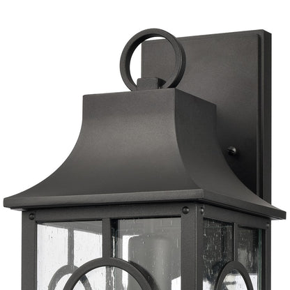 Atlas Lighting Triumph 18in 1-Light Outdoor Wall Sconce | Traditional Textured Black and Clear Seeded Glass | Porch & Entryway | Model OL11229-BK