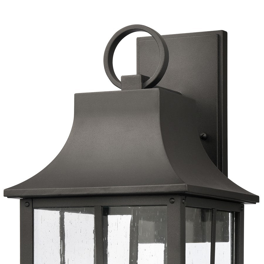 Atlas Lighting Triumph 21in 2-Light Outdoor Wall Sconce | Traditional Textured Black and Clear Seeded Glass | Porch & Entryway | Model OL11230-BK