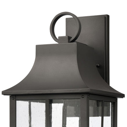 Atlas Lighting Triumph 21in 2-Light Outdoor Wall Sconce | Traditional Textured Black and Clear Seeded Glass | Porch & Entryway | Model OL11230-BK