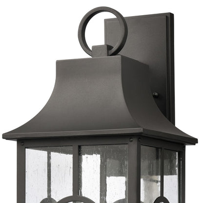 Atlas Lighting Triumph 23in 3-Light Outdoor Wall Sconce | Traditional Textured Black and Clear Seeded Glass | Porch & Entryway | Model OL11231-BK
