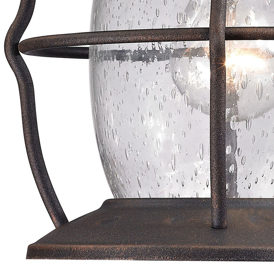 Atlas Lighting Village Lantern 13in 1-Light Outdoor Wall Sconce | Traditional Weathered Bronze and Clear Seeded Glass | Porch | Model OL11232-BZ