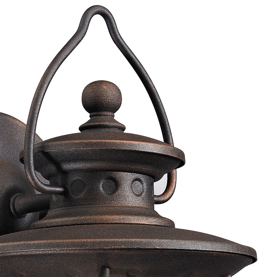 Atlas Lighting Village Lantern 13in 1-Light Outdoor Wall Sconce | Traditional Weathered Bronze and Clear Seeded Glass | Porch | Model OL11232-BZ
