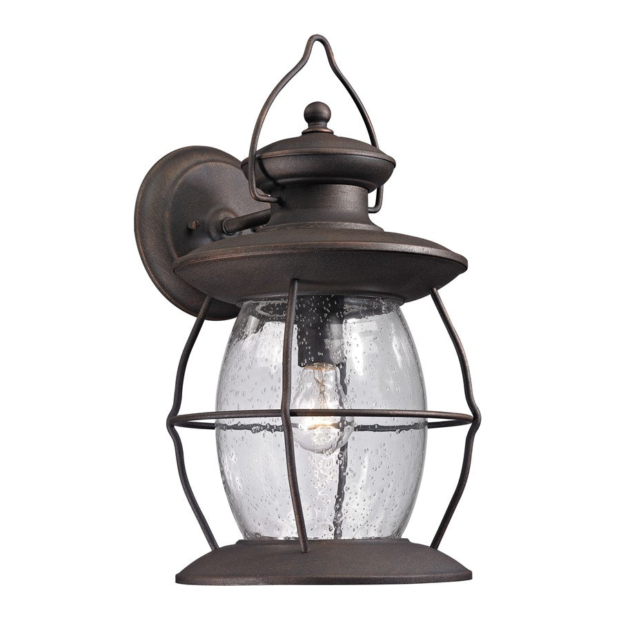 Atlas Lighting Village Lantern 18in 1-Light Outdoor Sconce | Traditional Weathered Bronze and Clear Seeded Glass | Porch | Model OL11234-BZ