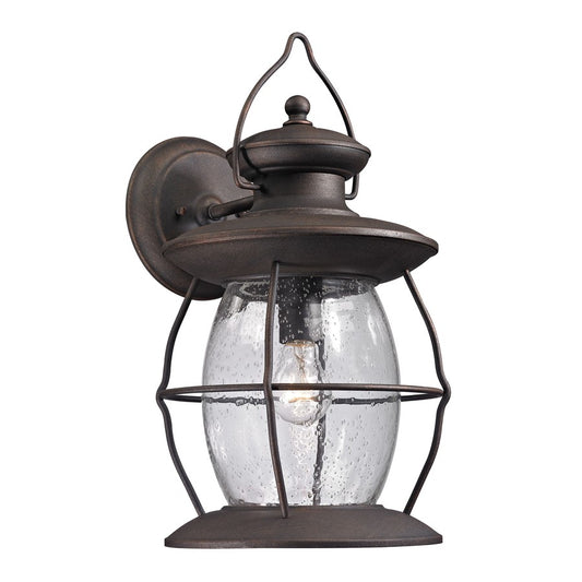 Atlas Lighting Village Lantern 18in 1-Light Outdoor Sconce | Traditional Weathered Bronze and Clear Seeded Glass | Porch | Model OL11234-BZ