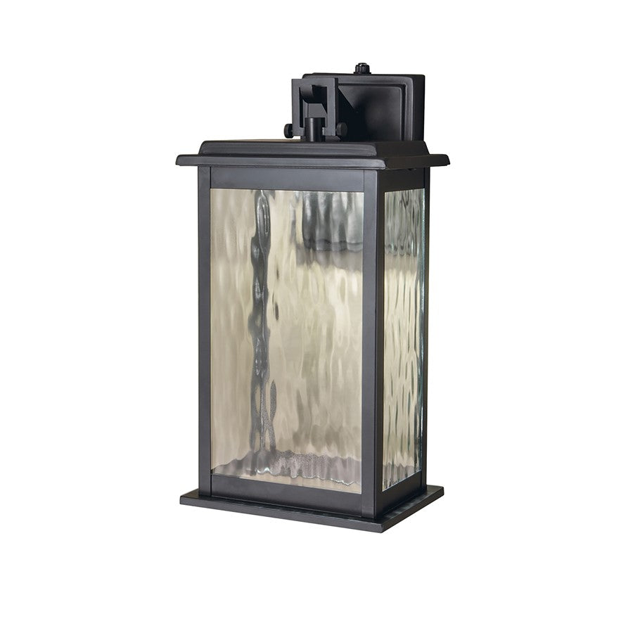 Atlas Lighting Weymouth 14in 1-Light LED Outdoor Sconce | Traditional Gunmetal and Clear Water Glass | Entryway & Porch | Model OL11238-BK