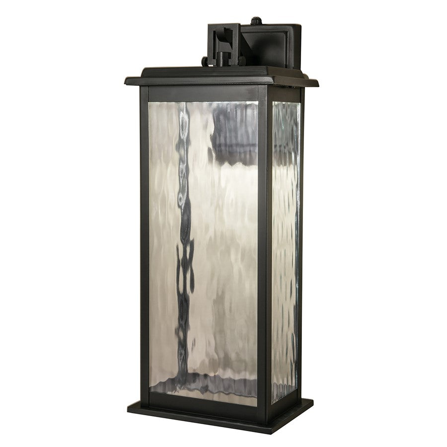 Atlas Lighting Weymouth 18in 1-Light LED Outdoor Sconce | Traditional Gunmetal and Clear Water Glass | Entryway & Porch | Model OL11239-BK