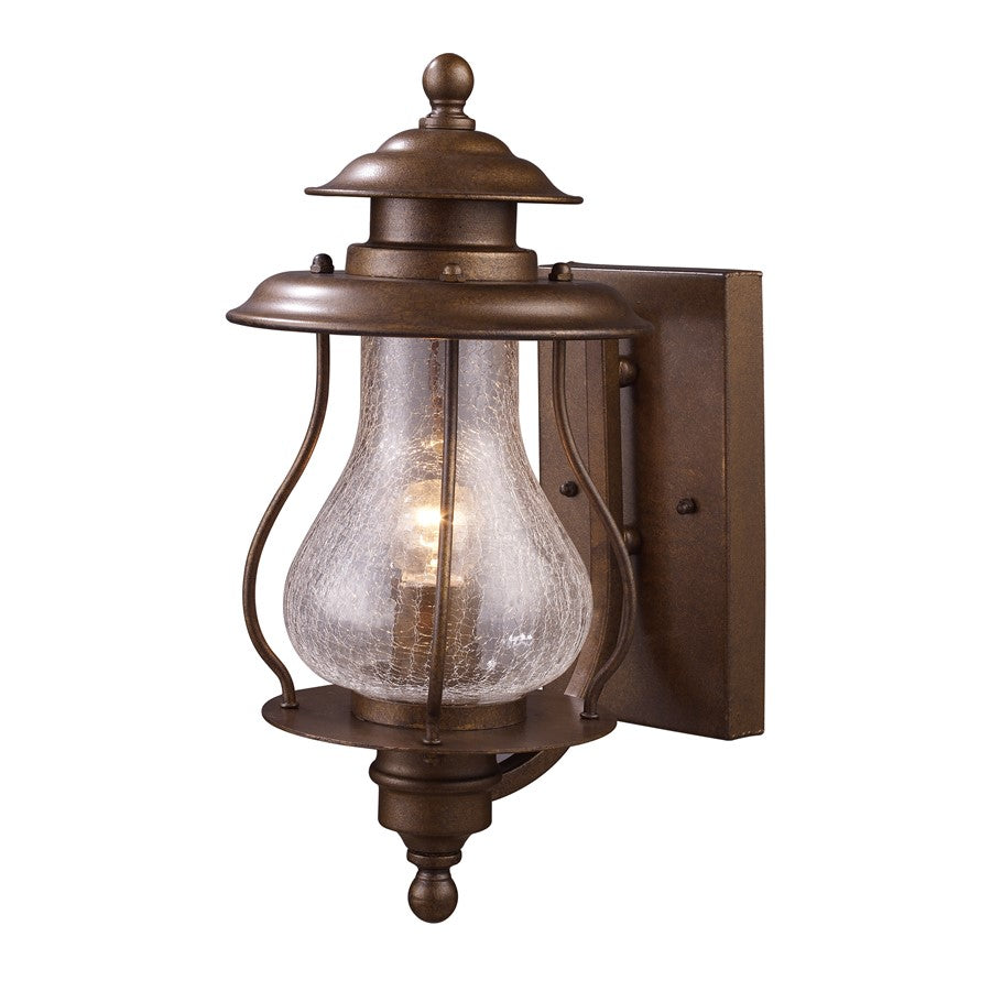 Atlas Lighting Wikshire 15in 1-Light Outdoor Sconce | Traditional Coffee Bronze and Clear Crackle Glass | Entryway & Porch | 60W | Model OL11241-BZ