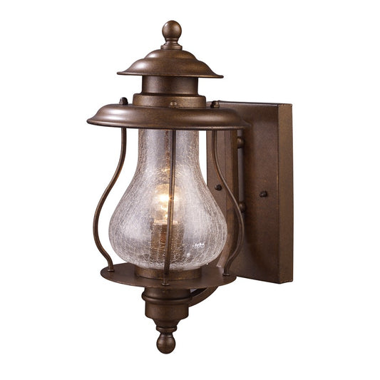 Atlas Lighting Wikshire 15in 1-Light Outdoor Sconce | Traditional Coffee Bronze and Clear Crackle Glass | Entryway & Porch | 60W | Model OL11241-BZ