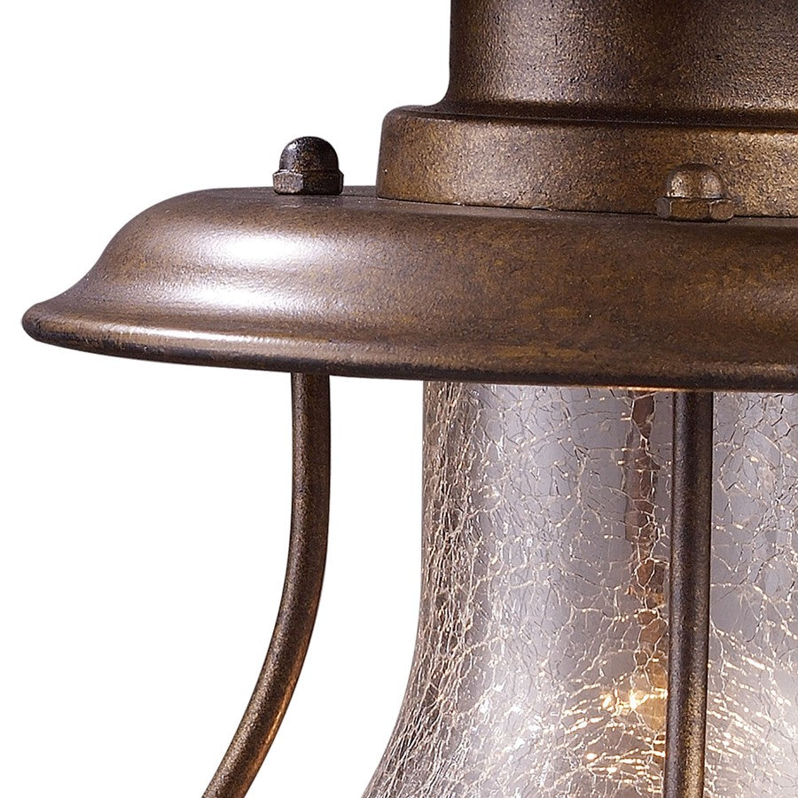 Atlas Lighting Wikshire 15in 1-Light Outdoor Sconce | Traditional Coffee Bronze and Clear Crackle Glass | Entryway & Porch | 60W | Model OL11241-BZ