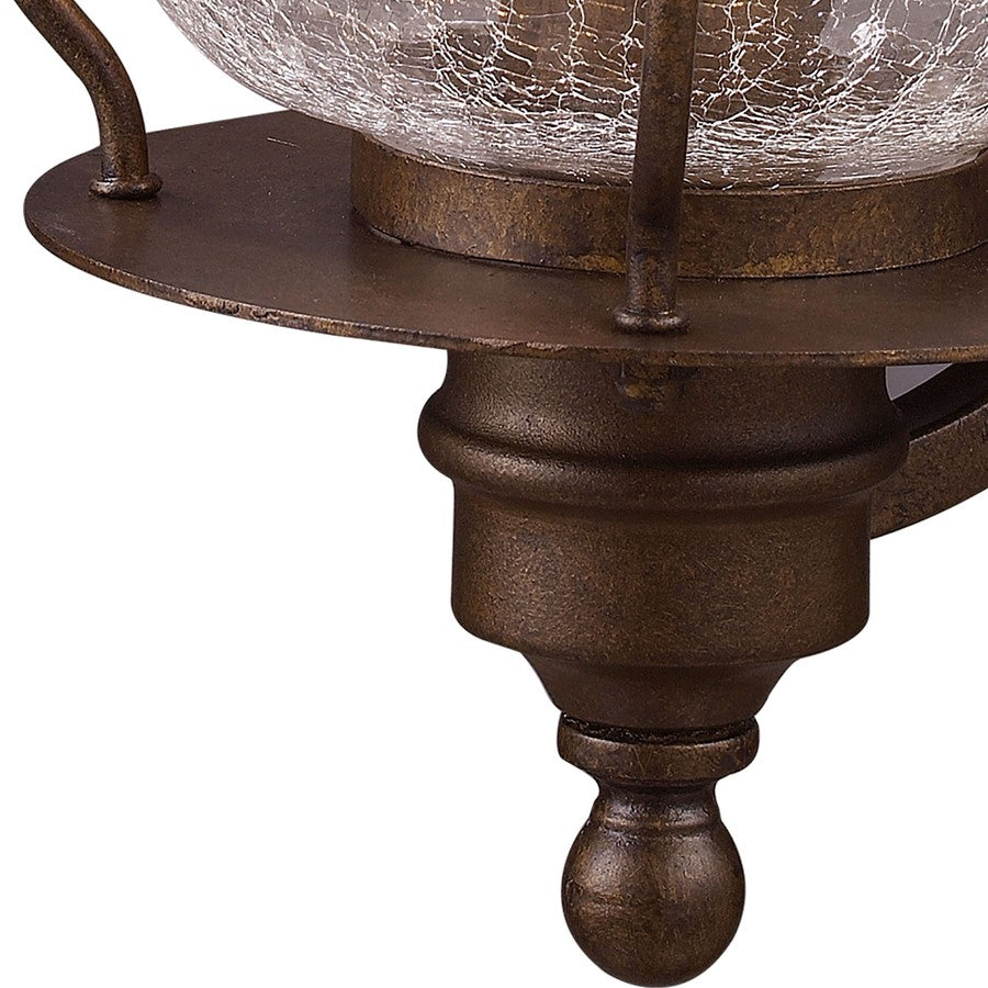 Atlas Lighting Wikshire 15in 1-Light Outdoor Sconce | Traditional Coffee Bronze and Clear Crackle Glass | Entryway & Porch | 60W | Model OL11241-BZ