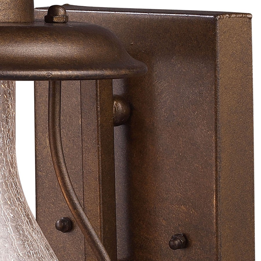 Atlas Lighting Wikshire 15in 1-Light Outdoor Sconce | Traditional Coffee Bronze and Clear Crackle Glass | Entryway & Porch | 60W | Model OL11241-BZ