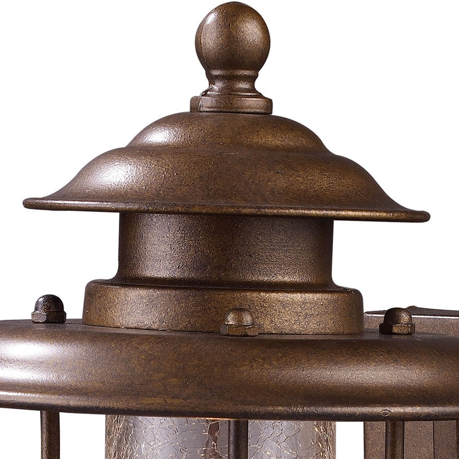 Atlas Lighting Wikshire 15in 1-Light Outdoor Sconce | Traditional Coffee Bronze and Clear Crackle Glass | Entryway & Porch | 60W | Model OL11241-BZ