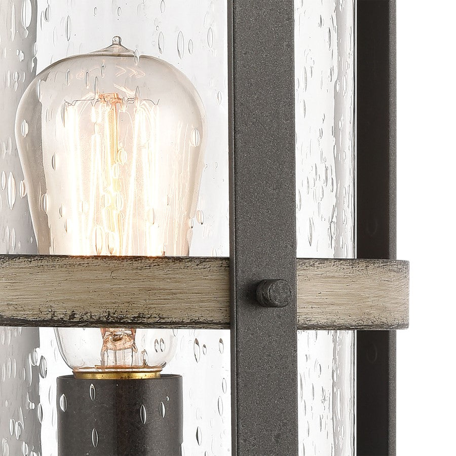 Atlas Lighting Annenberg 19in 1-Light Outdoor Post Light | Farmhouse Anvil Iron and Distressed Antique Graywood with Clear Seeded | Model OL11242-GY