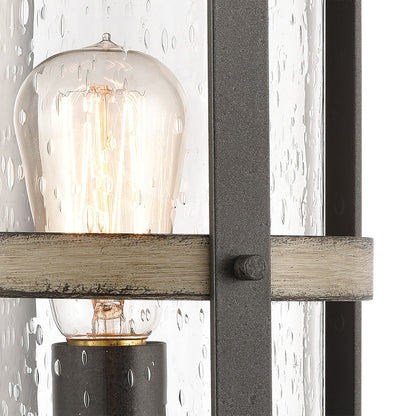 Atlas Lighting Annenberg 19in 1-Light Outdoor Post Light | Farmhouse Anvil Iron and Distressed Antique Graywood with Clear Seeded | Model OL11242-GY