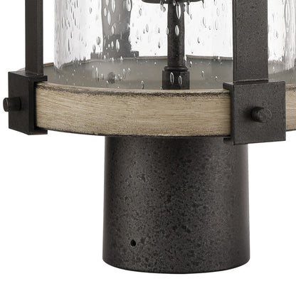 Atlas Lighting Annenberg 19in 1-Light Outdoor Post Light | Farmhouse Anvil Iron and Distressed Antique Graywood with Clear Seeded | Model OL11242-GY