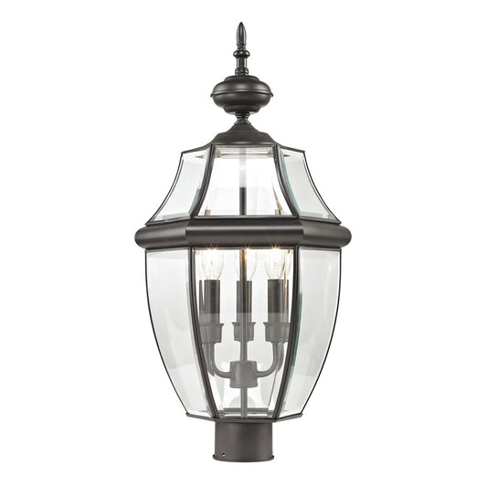 Atlas Lighting Ashford 23in 3-Light Outdoor Post Light | Traditional Oil Rubbed Bronze and Clear Glass | Driveway & Garden | Model OL11244-BZ